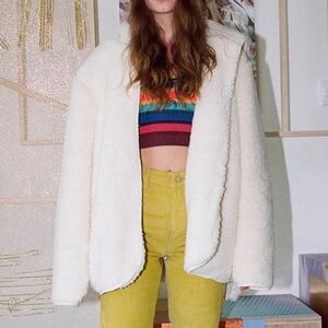 Urban Outfitters Cream Teddy Jacket Plush Cozy Style